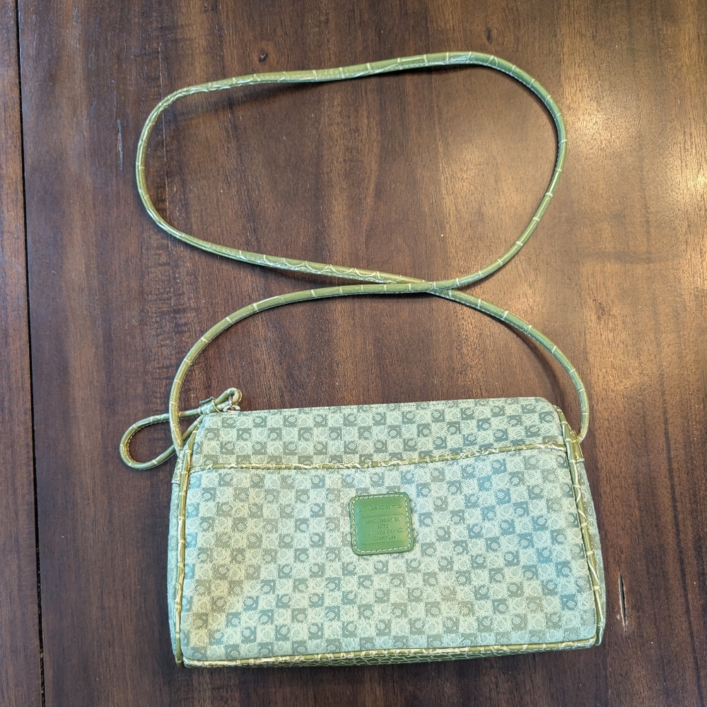 Vintage Y2k Green Liz Claiborne Logo Bag W/ Croc Emossed Faux Leather